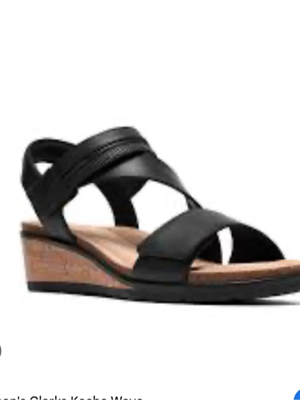 Clarks Women’s Kacha Wave Twist Wedge Round Toe Sandals Black Leather size 8
